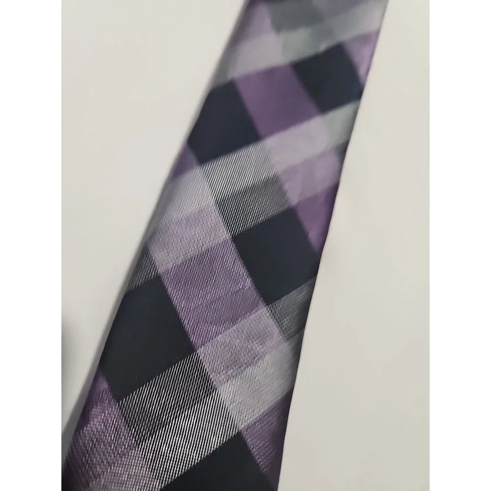 Structure Tie Mens Purple And Grays Neckwear